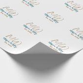 Papier Cadeau Monogramme marron bleu turquoise année simple mini (Coin)