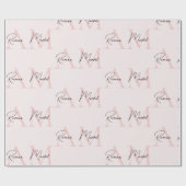 Papier Cadeau Monogramme minimal initial et nom Pastel rose (Plat)