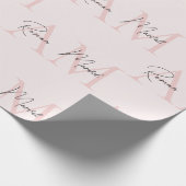Papier Cadeau Monogramme minimal initial et nom Pastel rose (Coin)