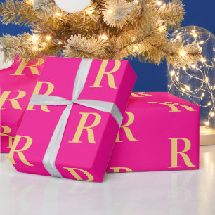 Papier Cadeau Monogramme minimal rose chaud moderne