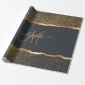 Papier Cadeau Monogramme moderne Elegant Gold Touch (Déroulé)