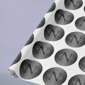 Papier Cadeau Monogramme Moderne Élégant Ombrage Noir & Blanc