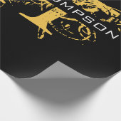 Papier Cadeau Monogramme moderne en noir et or (Coin)