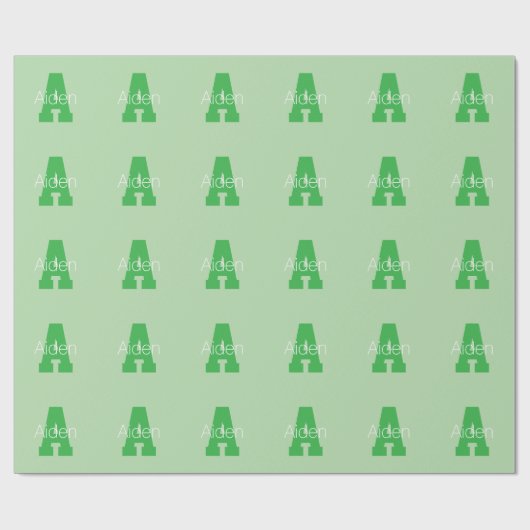 Papier Cadeau Monogramme Moderne Gras | Vert Pâle et Kelly (Plat)