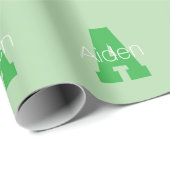 Papier Cadeau Monogramme Moderne Gras | Vert Pâle et Kelly (Coin rond)