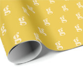Papier Cadeau Monogramme Moderne Lettre Initiale Jaune Crème Pas (Coin rond)