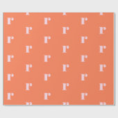 Papier Cadeau Monogramme Moderne Lettre Initiale Orange Rose Cla (Plat)
