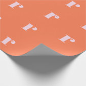 Papier Cadeau Monogramme Moderne Lettre Initiale Orange Rose Cla (Coin)