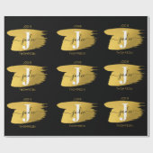 Papier Cadeau Monogramme moderne noir et or (Plat)