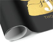 Papier Cadeau Monogramme moderne noir et or (Coin rond)