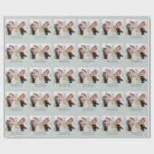 Papier Cadeau Monogramme moderne | Sage Green Noël avec photos (Plat)