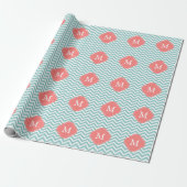 Papier Cadeau Monogramme Motif de la menthe et du corail (Déroulé)