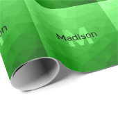 Papier Cadeau Monogramme motif de maillage de géométrie de dégra (Coin rond)