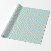 Papier Cadeau Monogramme motif géométrique clé turquoise moderne (Déroulé)