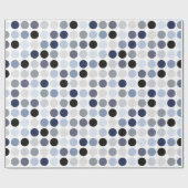Papier Cadeau monogramme motif pois bleu moderne (Plat)