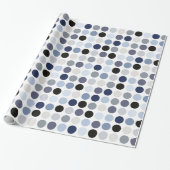 Papier Cadeau monogramme motif pois bleu moderne (Déroulé)