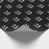 Papier Cadeau Monogramme noir blanc personnalisé motif moderne (Coin)