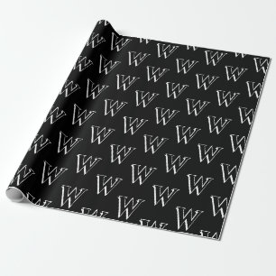 Papier Cadeau Monogramme noir blanc personnalisé numéro initia