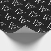 Papier Cadeau Monogramme noir blanc personnalisé numéro initial  (Coin)