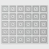 Papier Cadeau Monogramme Noir et Blanc Classique Carré (Plat)