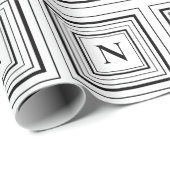 Papier Cadeau Monogramme Noir et Blanc Classique Carré (Coin rond)