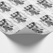 Papier Cadeau Monogramme noir et blanc d'ange gardien rétro (Coin)