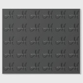 Papier Cadeau Monogramme noir professionnel Gris Votre nom (Plat)