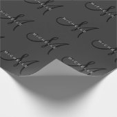Papier Cadeau Monogramme noir professionnel Gris Votre nom (Coin)