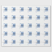 Papier Cadeau monogramme nom commercial personnalisé initial ble (Plat)