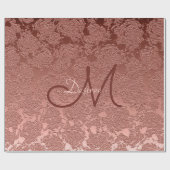 Papier Cadeau Monogramme or rose Élégant modèle floral élégant (Plat)