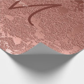 Papier Cadeau Monogramme or rose Élégant modèle floral élégant (Coin)