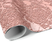 Papier Cadeau Monogramme or rose Élégant modèle floral élégant (Coin rond)