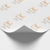 Papier Cadeau Monogramme orange pour la fête de mariage avec nom (Coin)