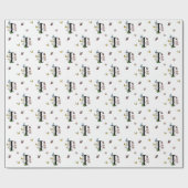 Papier Cadeau Monogramme papillon aquarelle florale lettre I   (Plat)