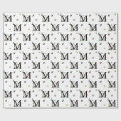 Papier Cadeau Monogramme papillon aquarelle florale lettre M (Plat)