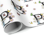 Papier Cadeau Monogramme papillon aquarelle lettre B    (Coin rond)