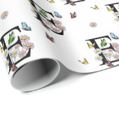 Papier Cadeau Monogramme papillon aquarelle lettre E (Coin rond)