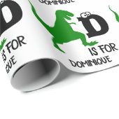 Papier Cadeau Monogramme personnalisé D pour Dinosaur mignon T R (Coin rond)