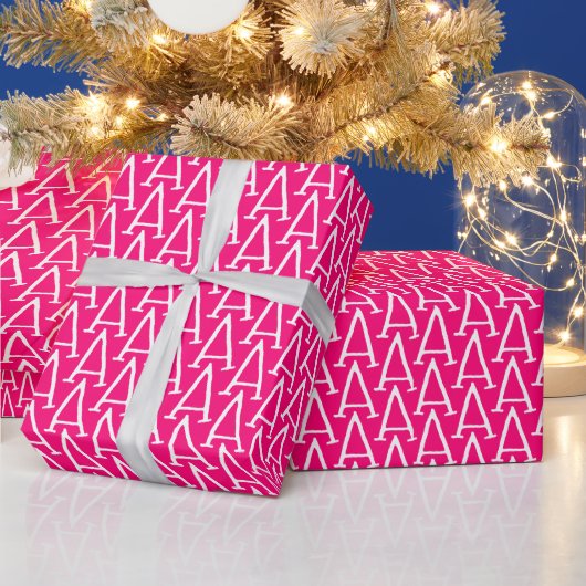 Papier Cadeau monogramme personnalisé fuchsia rose chaud (Vacances)