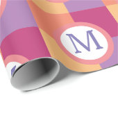 Papier Cadeau Monogramme personnalisé moderne coloré initial (Coin rond)