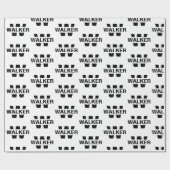 Papier Cadeau Monogramme personnalisé moderne Nom noir et blanc (Plat)