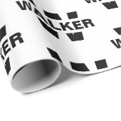 Papier Cadeau Monogramme personnalisé moderne Nom noir et blanc (Coin rond)