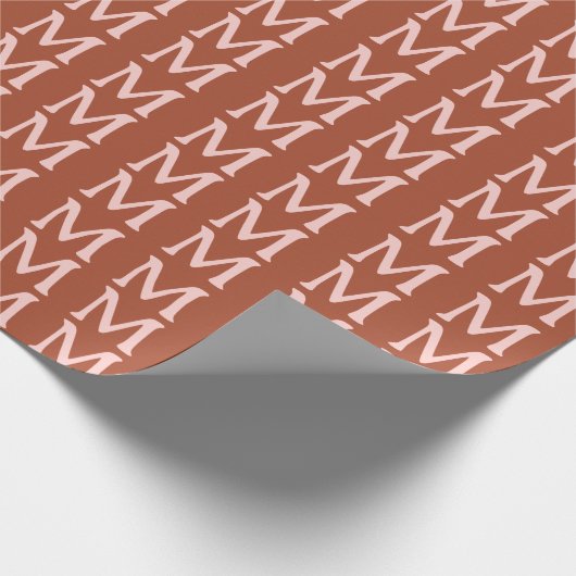 Papier Cadeau Monogramme personnalisé orange brûlé (Coin)