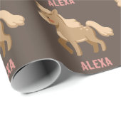 Papier Cadeau Monogramme Personnalisé Pony Equestrian Cheval Gir (Coin rond)