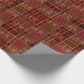 Papier Cadeau Monogramme personnalisé Rouge or Noël Plat (Coin)