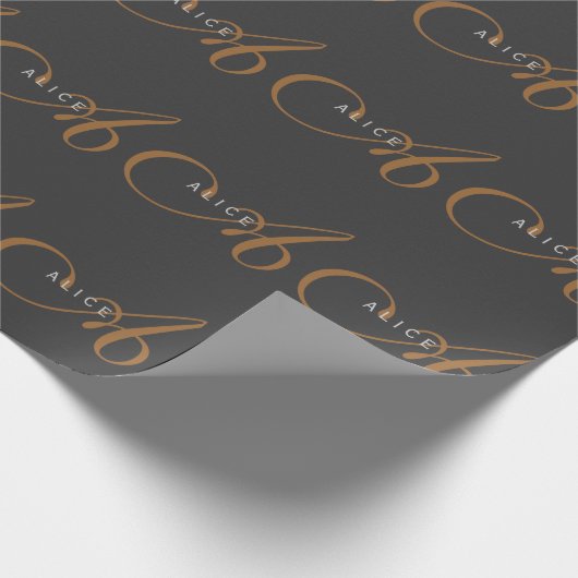 Papier Cadeau Monogramme plat tendance Nom initial (Coin)