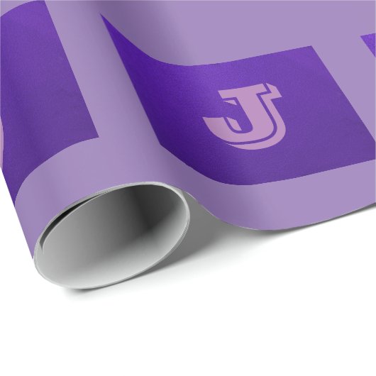 Papier Cadeau Monogramme pourpre (Coin rond)