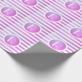 Papier Cadeau Monogramme rayures violettes et blanches (Coin)