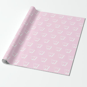 Papier Cadeau Monogramme rose clair blanc personnalisé motif ini