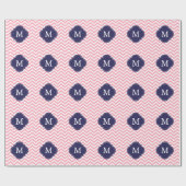 Papier Cadeau Monogramme rose et bleu de motif de zigzags (Plat)